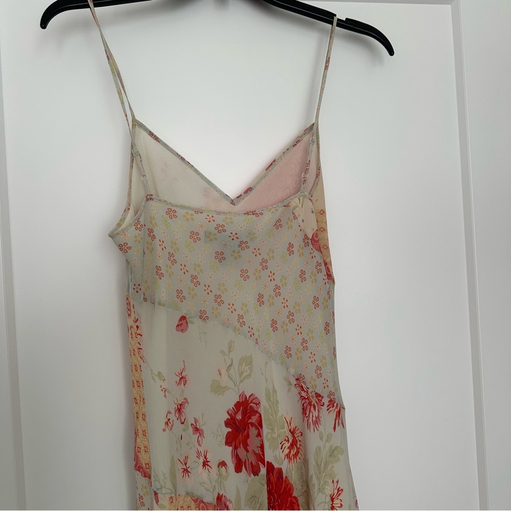 Express Silk Patchwork Floral Spaghetti Strap Dre… - image 5